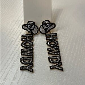 Cowgirl Black and White 'Howdy' Earrings